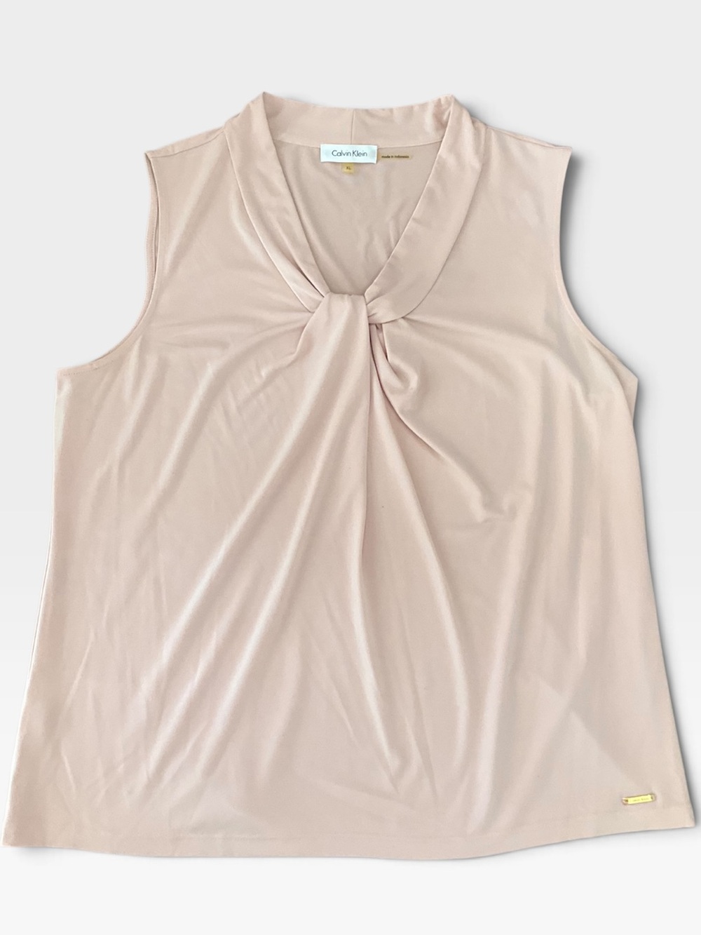 Calvin Klein Women's Sleeveless Twist-Neck Top - Blush Pink Size XL EUC